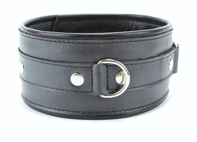 Черный ошейник из гладкой кожи (Цвет: черный)