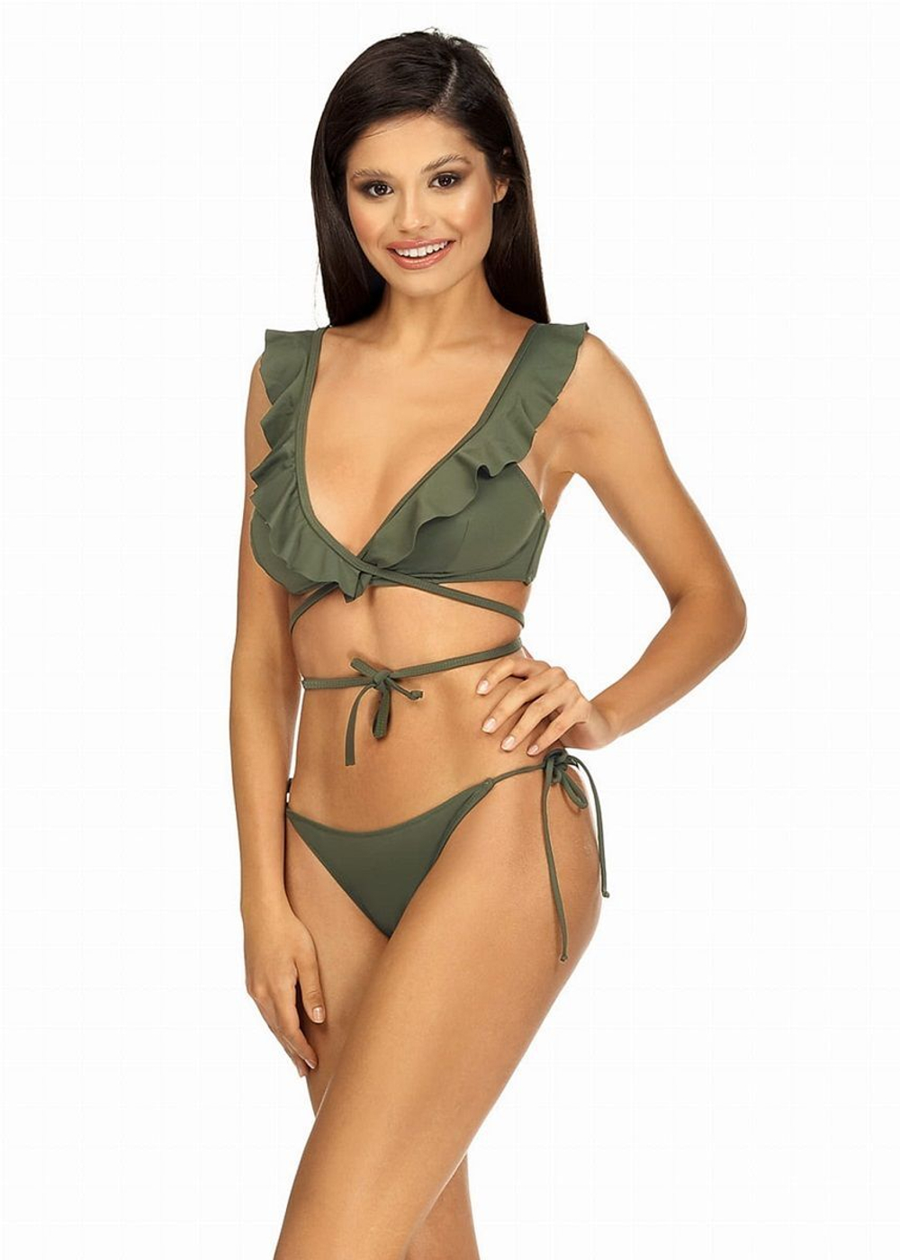 Оригинальный sexy-купальник с оборками (Размер: 80/40) (Цвет: хаки)