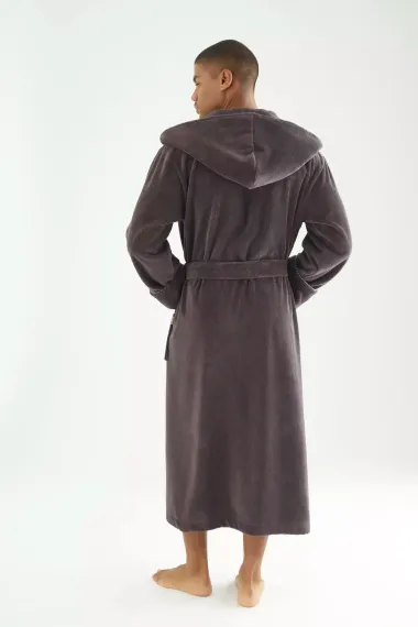 Махровый мужской халат 7230 коричневый Nusa Турция