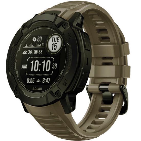 Ремешок 26 мм силиконовый для Garmin Instinct 2X Solar / Instinct 2X Solar Tactical оригинальное быстросъемное крепление Torch (Коричневый)