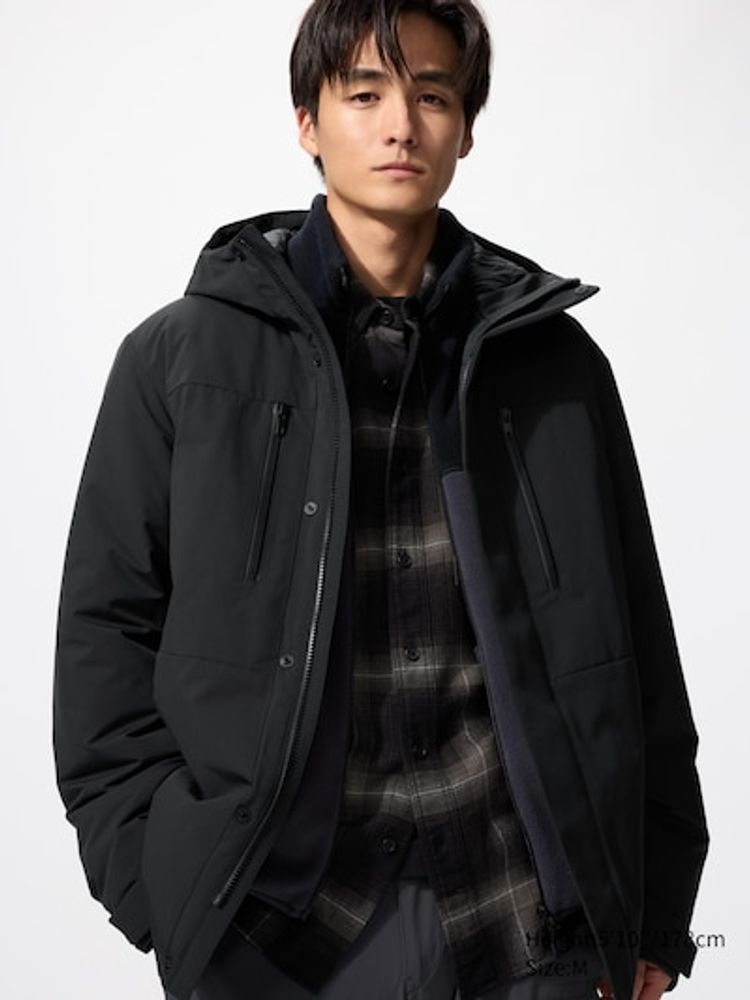 UNIQLO Гибридная парка из переработанного пуха, черный