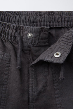ZARA ШОРТЫ-БЕРМУДЫ ИЗО ЛЬНА И ХЛОПКА, АНТРАЦИТОВО-СЕРЫЙ