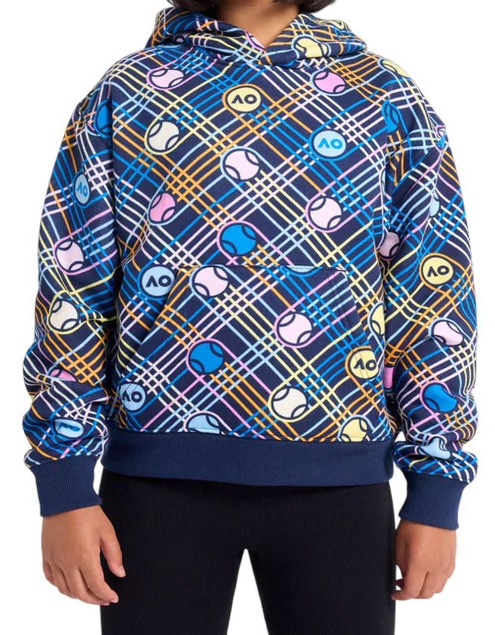 Кофта для девочки теннисная  Australian Open Geometric Hoodie - небесный