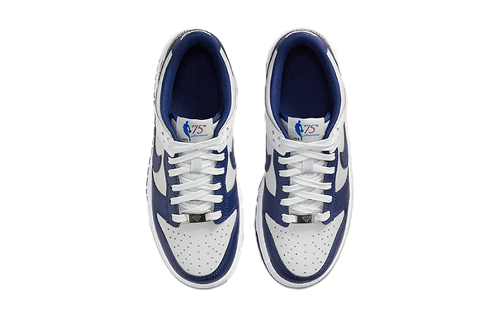 NBA x Nike Dunk Low EMB "Brooklyn Nets" Brooklyn Nets 75th anniversary retro casual wear-resistant non-slip lightweight low-top sneakers GS gray white blue