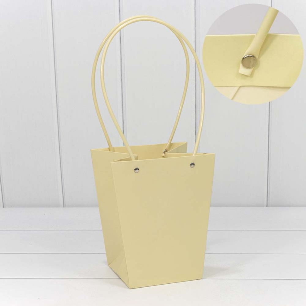 Пакет подарочный 20х17х12см Ваза для цветов "Корзина" (Бежевый)