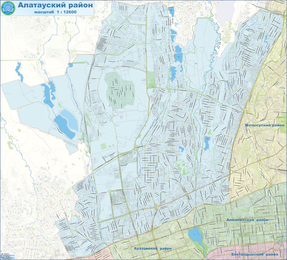 План-схема Алатауского района г.Алматы 2026 год (150 х 165 см)