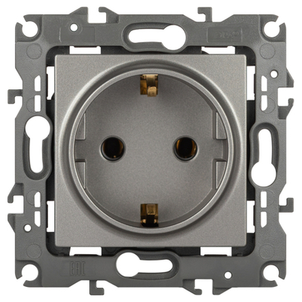 Розетка ЭРА Серия 12 12-2101-16 2P+E Schuko 16А-250В титан