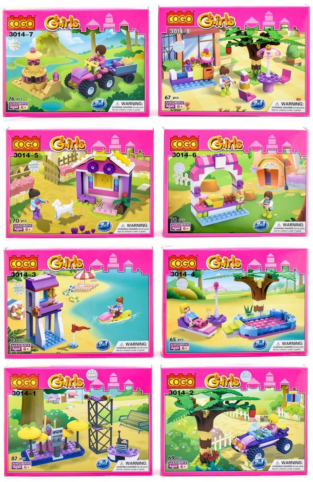 Конструктор блочный Кого для девочек в ассорт., коробка 3014