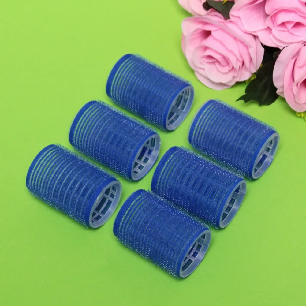 Бигуди липучки, 6шт., однотонные, цвет микс, d-4см