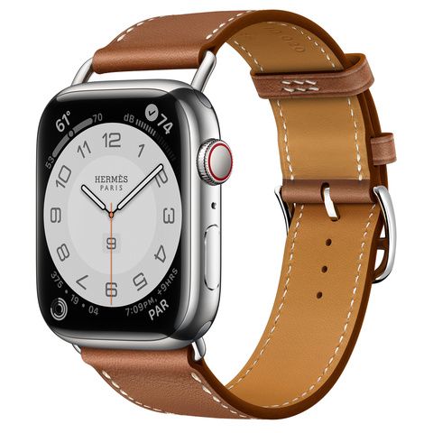 Умные часы Apple Watch Series 7 Hermès GPS + Cellular 45mm Silver Stainless Steel Case with Single Tour (Gold)