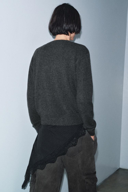 ZARA СВИТЕР ИЗ 100% КАШЕМИРА, АНТРАЦИТОВО-СЕРЫЙ