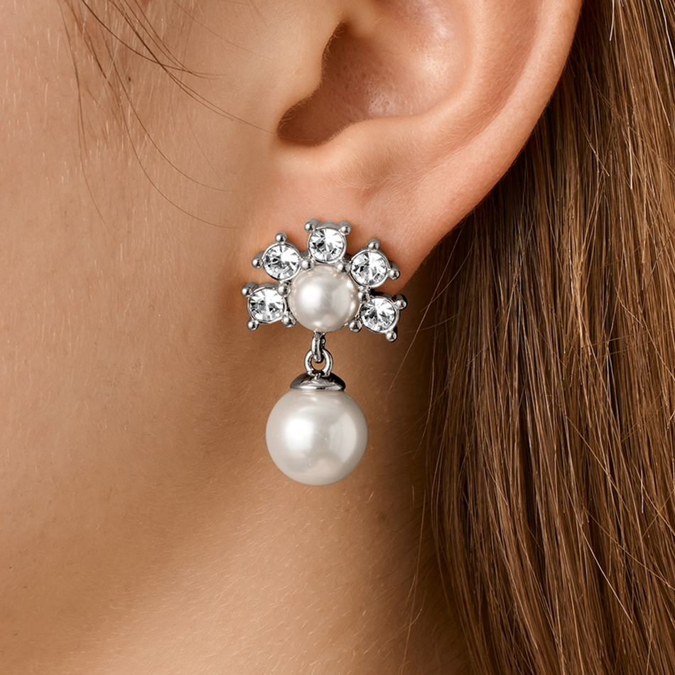 Серьги Dyrberg Kern VERONICA SS CRYSTAL /WHITE PEARL 450108