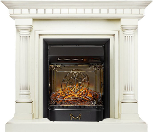 Каминокомплект Dallas - Слоновая кость с патиной с очагом Majestic FX M Black RC