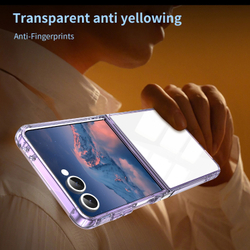 Чехол прозрачный для Samsung Galaxy Z Flip 7, мягкие усиленные боковые рамки фиолетового цвета