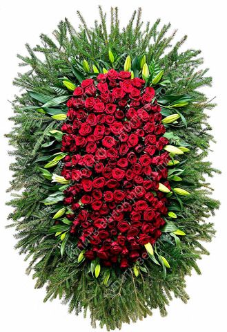 Траурный венок из живых роз и лилий ВЖ 43