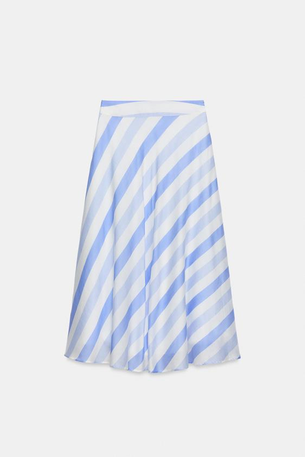 ZARA ЮБКА МИДИ В ПОЛОСКУ, СИНИЙ/БЕЛЫЙ