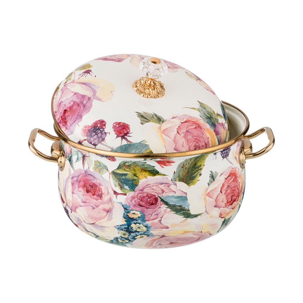 КАСТРЮЛЯ ЭМАЛИРОВАННАЯ AGNESS С КРЫШКОЙ, СЕРИЯ ВИНТАЖ, 2,8Л, ДИАМЕТР=18СМ (КОР=4ШТ.)