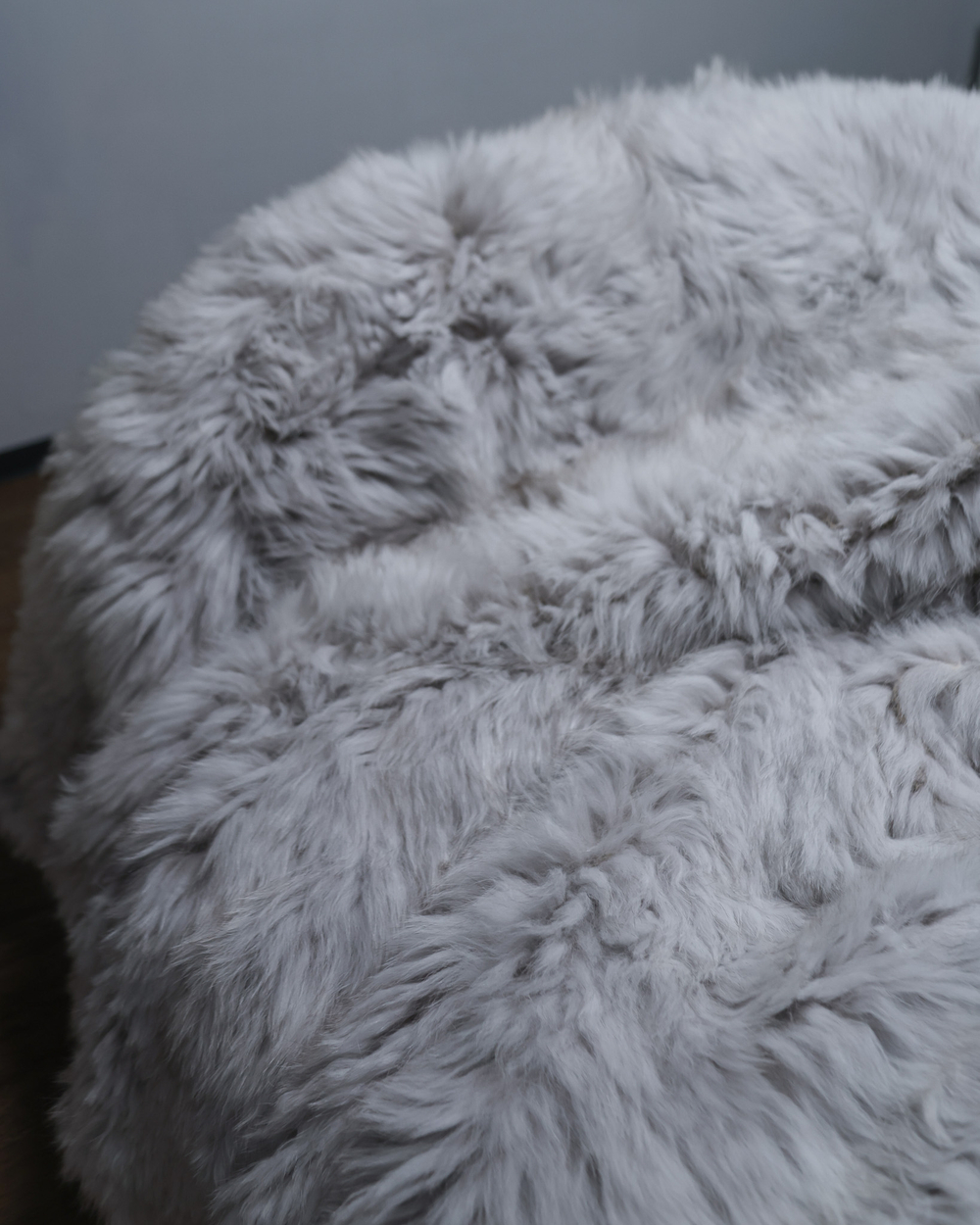 Вязаный плед из натурального меха песца 200*150 см ("соль с перцем")