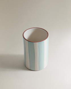 ZARA HOME СТАКАН ДЛЯ ЗУБНЫХ ЩЕТОК ИЗ КЕРАМИКИ В ПОЛОСКУ, СИНИЙ