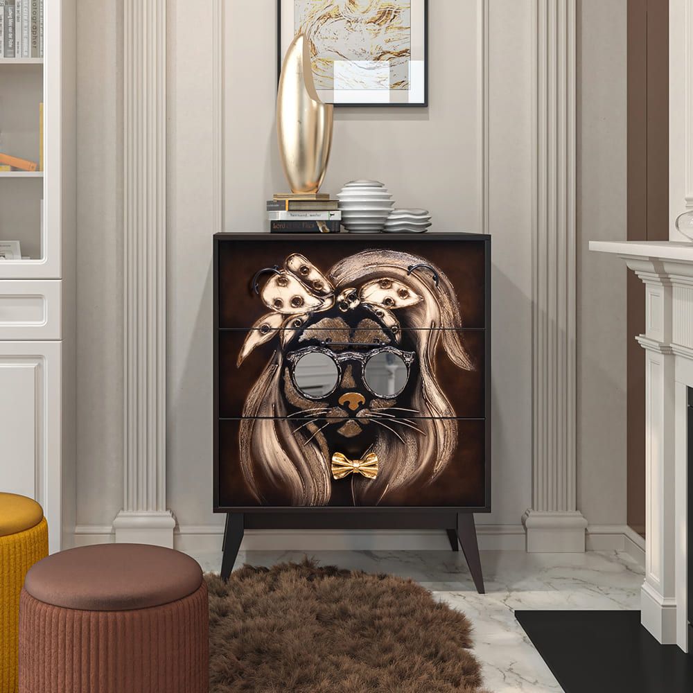 Комод Собака Микаэла с 3 ящиками Каштан