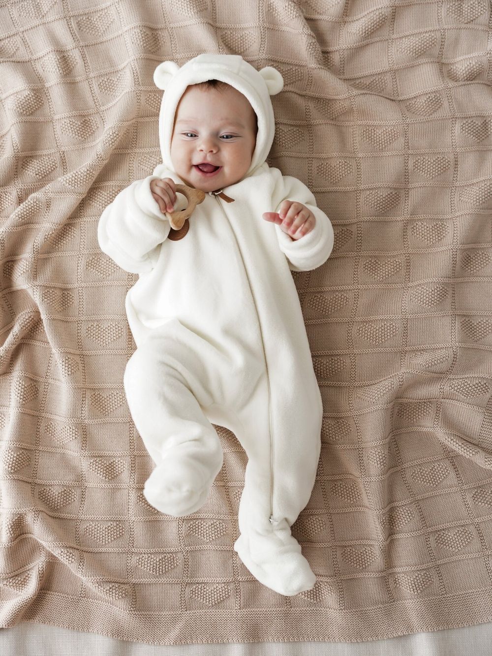 Комбинезон флисовый с закрытой ножкой "Сливки" 0+