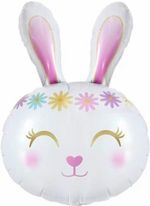 Шар (32''/81 см) Фигура, Цветочный Зайка, Белый, 1 шт.