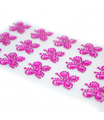 Стразы самоклеющиеся бабочки малиновые 15 шт