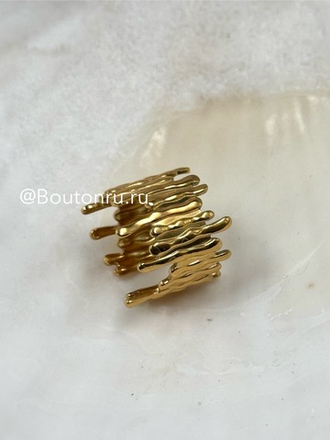 Кольцо золотистое "Лучи"