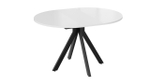 Стол кухонный обеденный круглый раздвижной Черный муар/Стекло глянцевое белое 100(132)х75х75 см