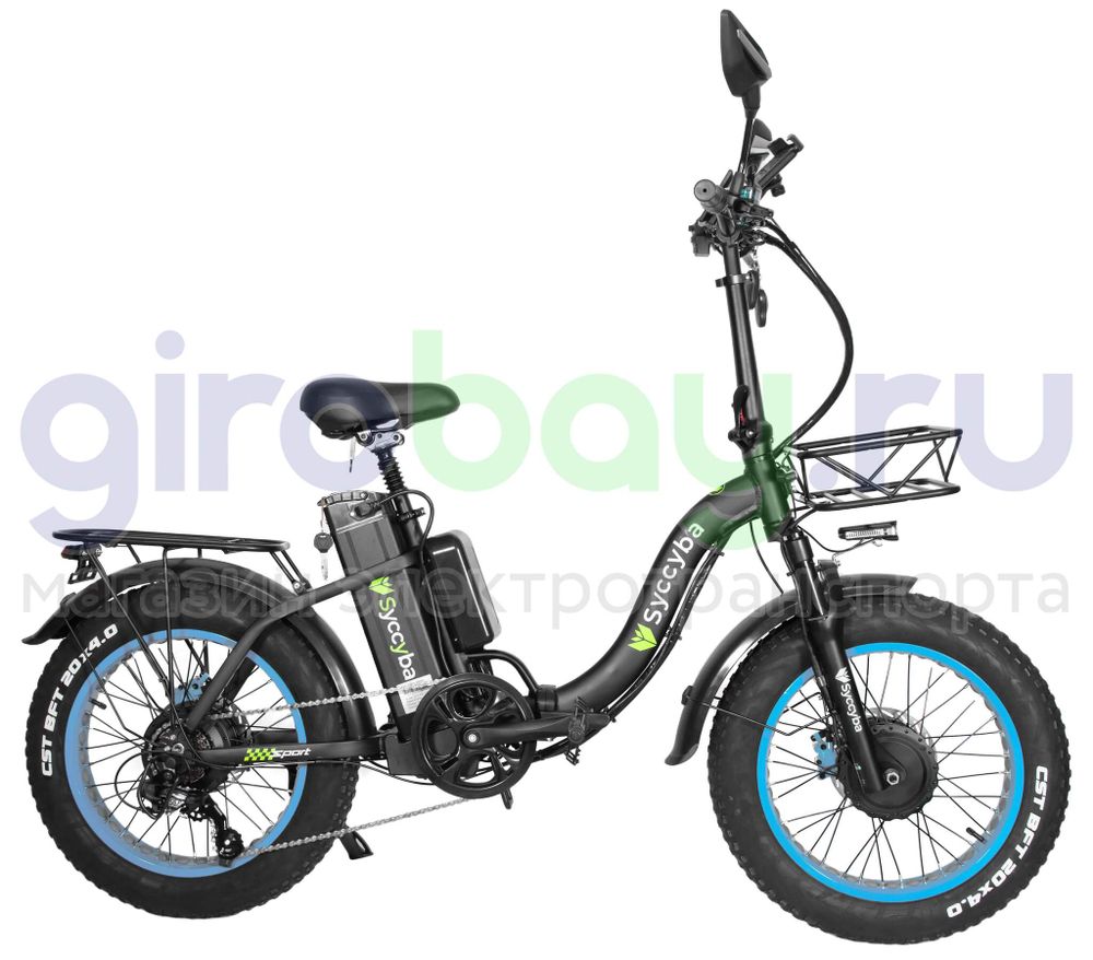 Электровелосипед Syccyba F11 Pro Dual 48V/20Ah (полный привод) - Синий обод фото №5