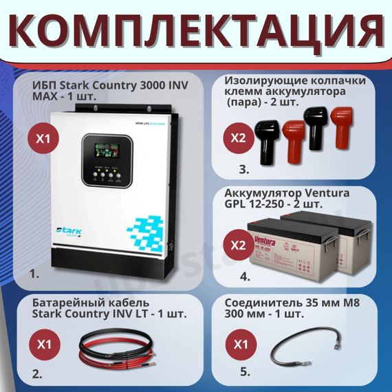 Комплект ИБП SC 3000 INV MAX + GPL 12-250 х 2 шт.