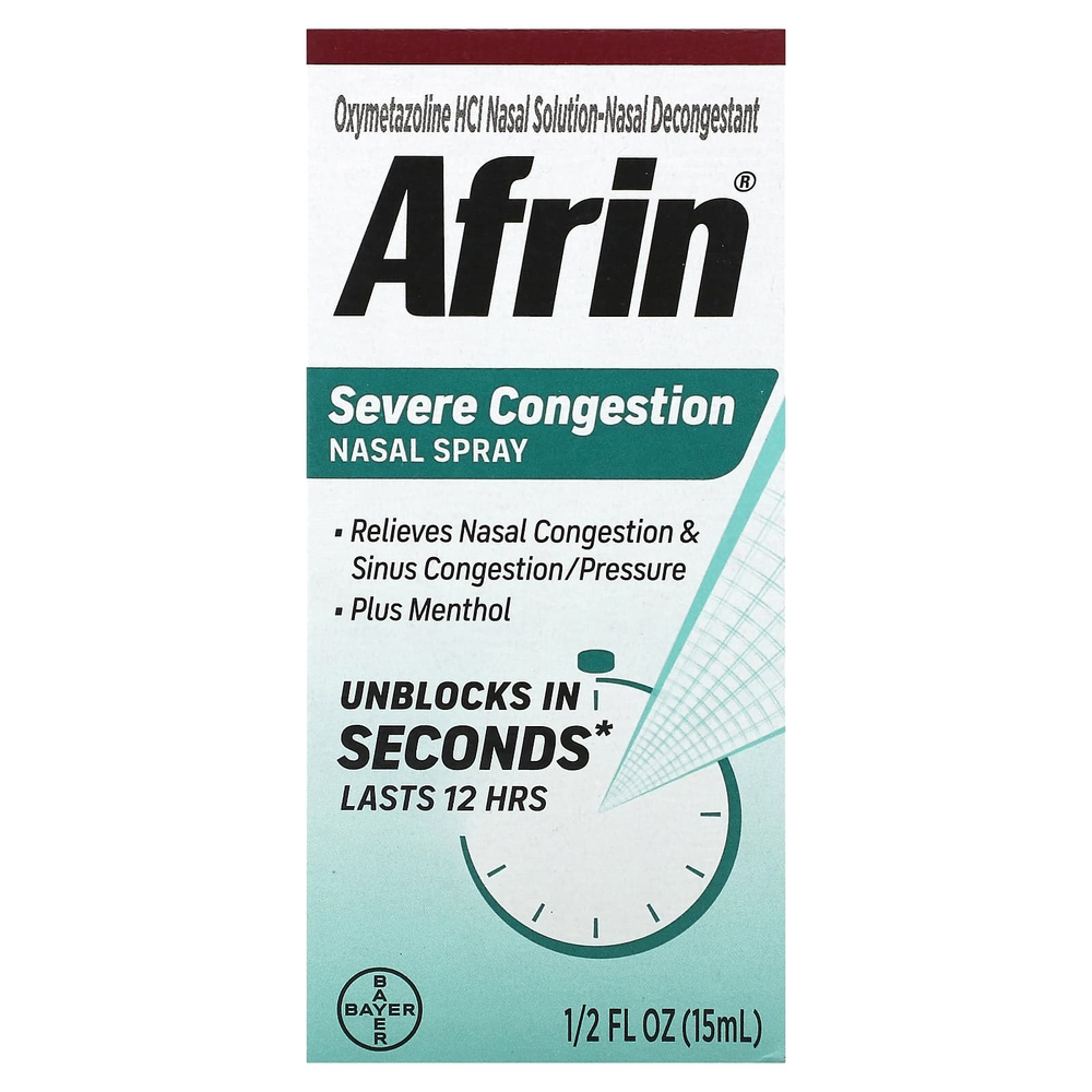 Afrin, Спрей для носа при сильной заложенности, 15 мл (1,2 жидк. унц.)