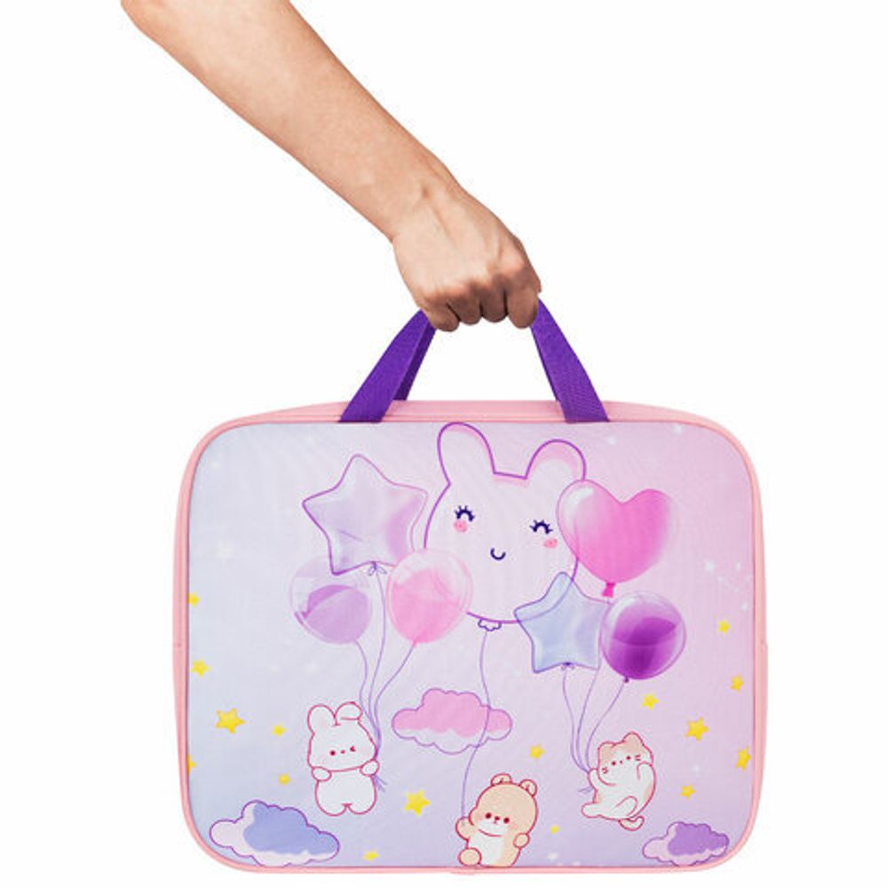 Папка на молнии с ручками BRAUBERG KIDS А4, 1 отделение, полиэстер, 80 мм, "Dreamy clouds", 273314