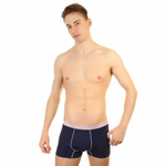 Мужские трусы-боксеры с контрастной окантовкой гульфика (Размер: 6X) (Цвет: синий)