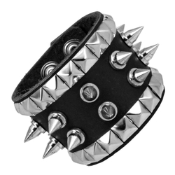 Браслет из двух рядов шипов и квадратов (006)