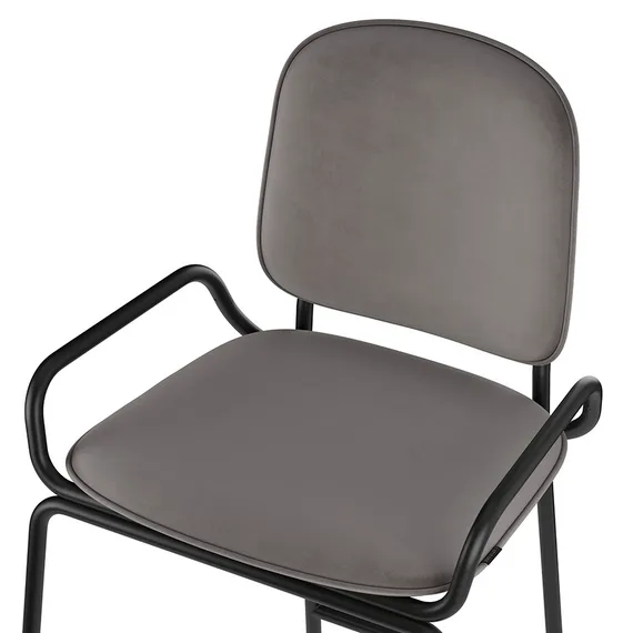 Стул полубарный ror, 2 frame, велюр, черный/серый