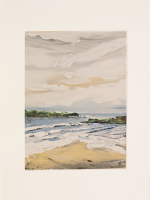 Картина авторская акрилом на холсте в паспарту 21х30 см на стену для интерьера "Ветреный день"