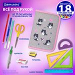 Пенал BRAUBERG, 1 отделение, полиэстер, 21х14 см, "Cat patches", 272327