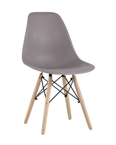 Eames Style DSW темно-бежевый пластик, стальной каркас, натуральный массив бука