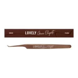 Пинцет для наращивания ресниц Lovely NanoFiber, серия Grace Elegante Bronze, тип L 5 мм