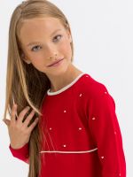 Платье для девочки 392 красный-белый