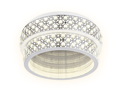 Потолочный светодиодный светильник с пультом FA9438 WH/CH белый/хром 164W D500*235 (ПДУ РАДИО 2.4)