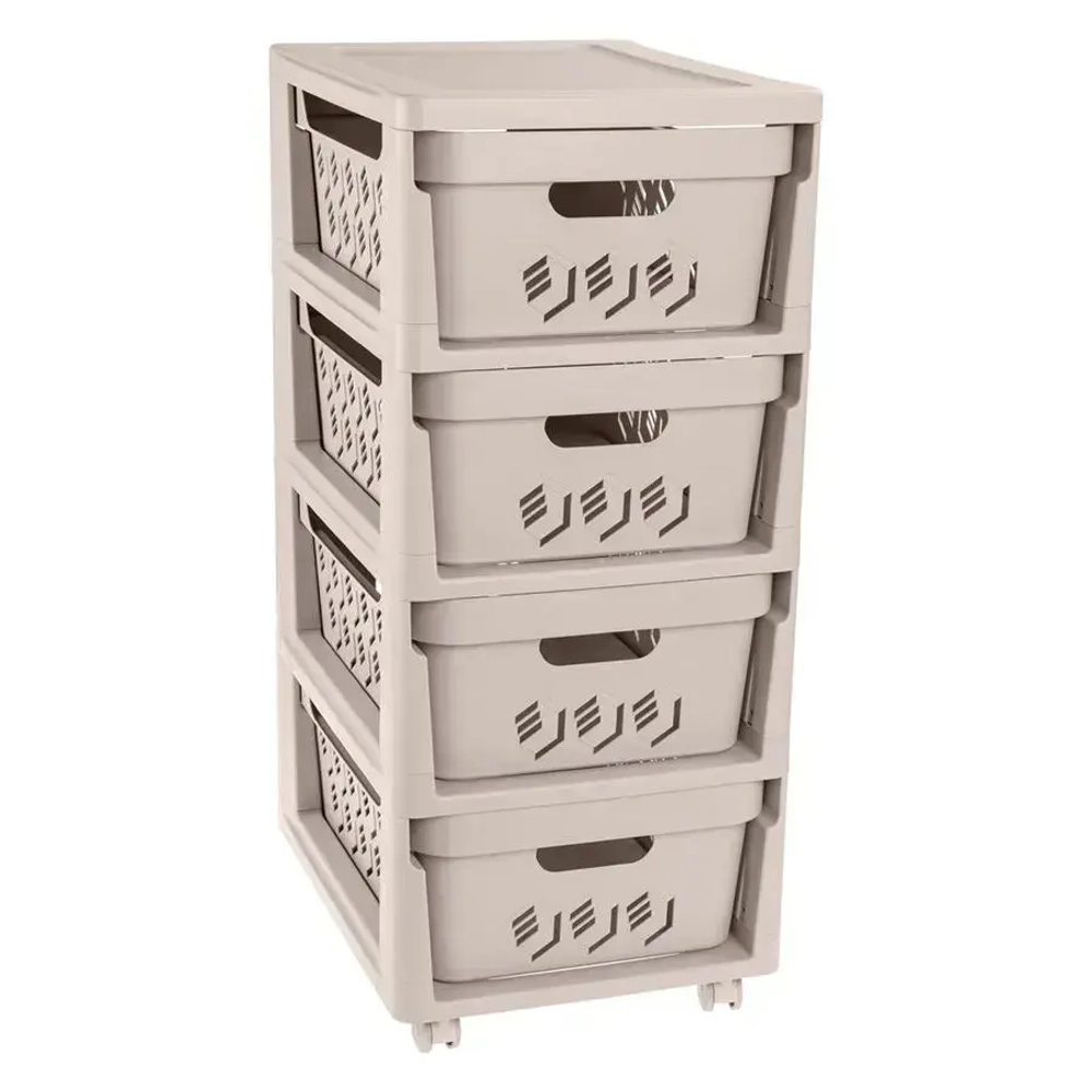 Комод на колесах deluxe, 4 ящика, 300х690 мм (светло-бежевый)