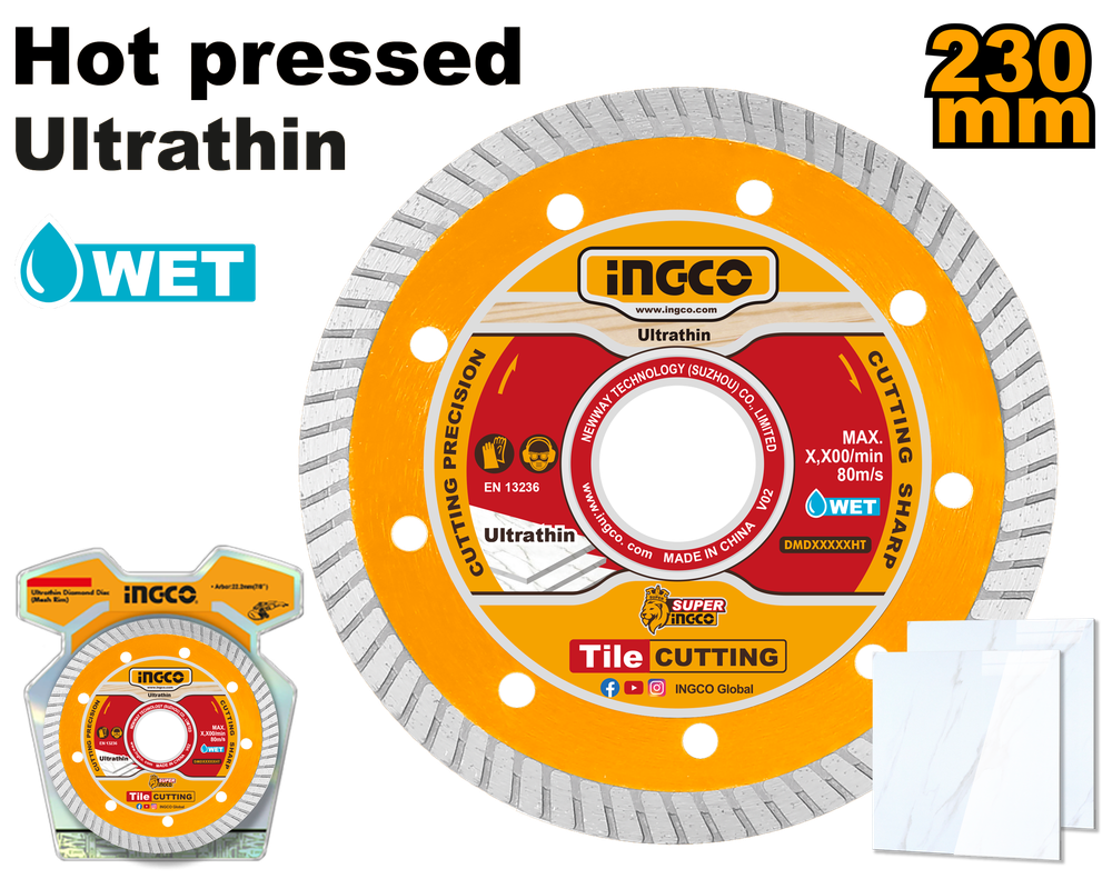 Диск алмазный ультратонкий турбо INGCO DMD032301HT INDUSTRIAL 230x22,2 мм