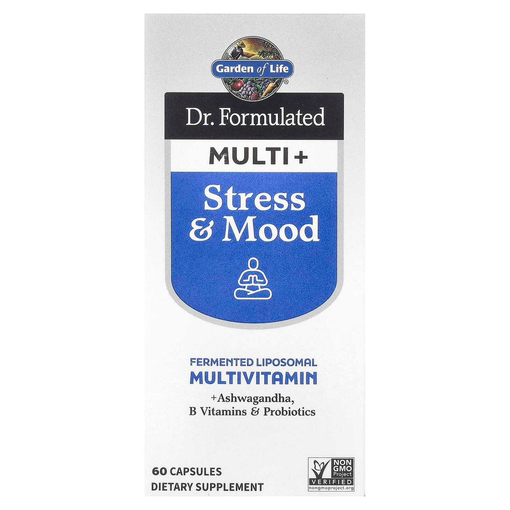 Garden of Life, Компания Dr. Formated Multi +, для снятия стресса и хорошего настроения, 60 капсул