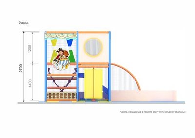 Детский игровой лабиринт «Веселые пираты» 10,1 м² + Бассейн 4,1 м² (5,1*3,6*2.7м)