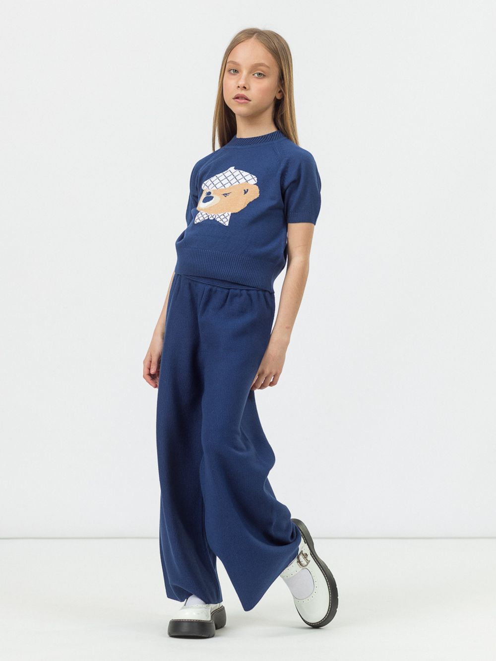 Джемпер для девочки в школу AT1020 сапфировый