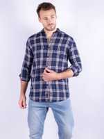 Рубашка мужская SWAN, синий/белый, MLS 2201