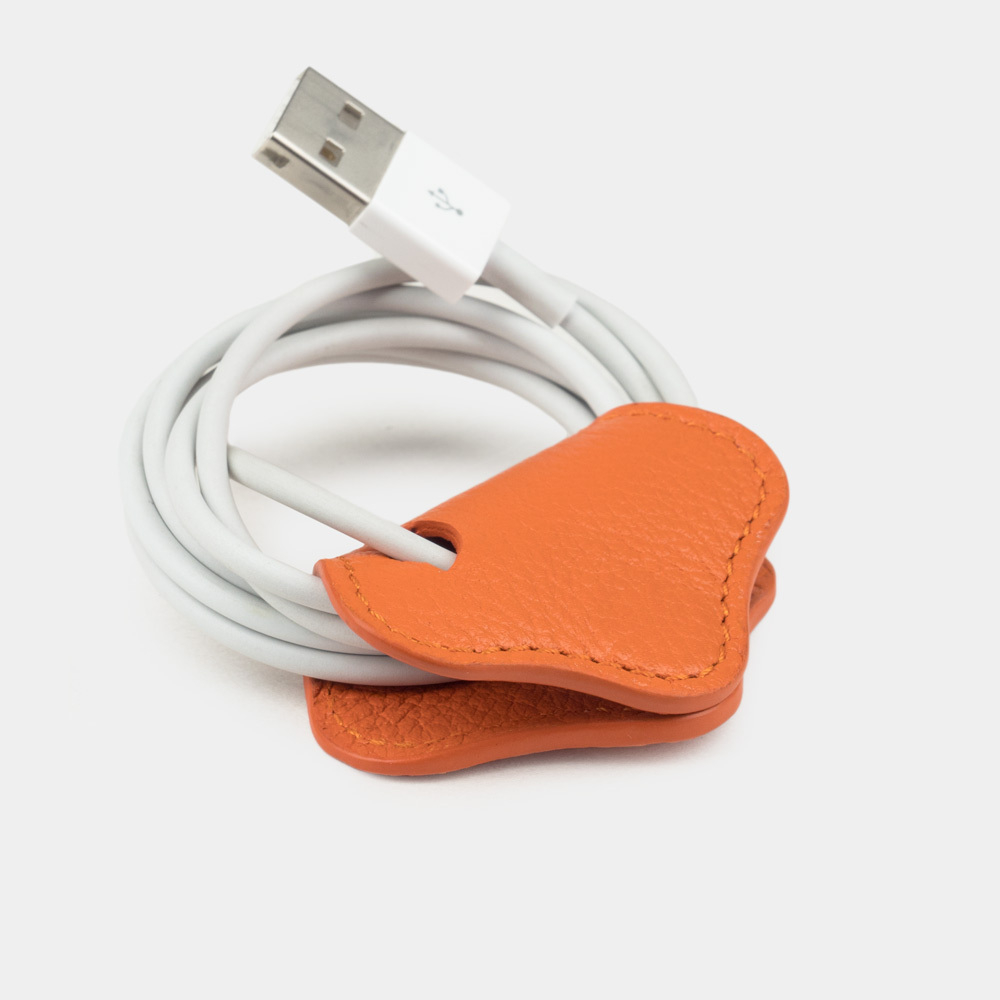 Чехол-держатель для проводов Chapeau Easy из натуральной кожи теленка, оранжевого цвета