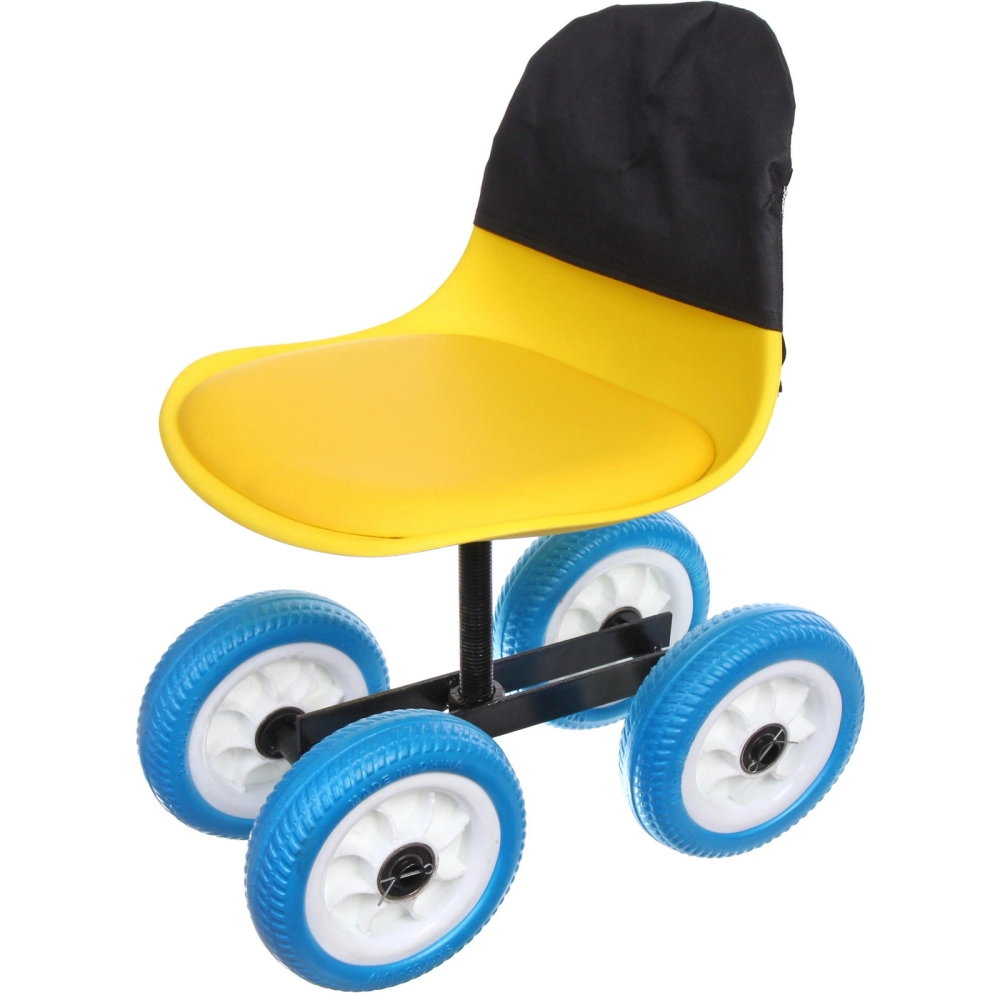 Стул садовый на 4-Х колесах для прополки и работы в саду 44*24*53см с поворотным механизмом(360°), мягкое сиденье